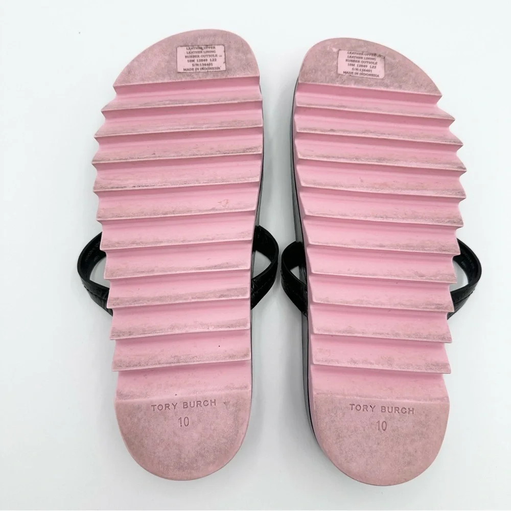 Tory Burch Women's Miller Cloud Lug Sandals Black Patent - Picture 7 of 12